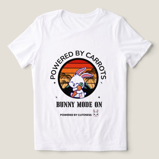 Cute Bunny Hugging Carrot Retro Sunset T-Shirt (Design voorkant)