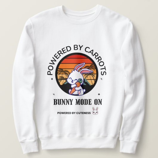 Cute Bunny Hugging Carrot Retro Sunset T-Shirt  (Design voorkant)