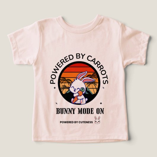 Cute Bunny Hugging Carrot Retro Sunset T-Shirt  (Design voorkant)