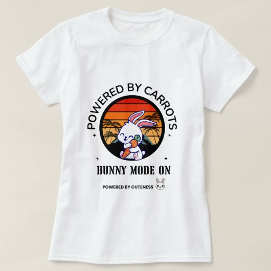 Cute Bunny Hugging Carrot Retro Sunset T-Shirt (Design voorkant)