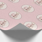 Cute Bunny Hugging Polka Dot Egg Monogram Cadeaupapier