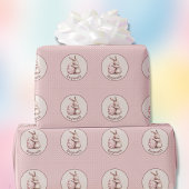 Cute Bunny Hugging Polka Dot Egg Monogram Cadeaupapier