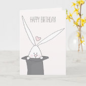 Cute Bunny in a Top Hat - Birthday Kaart (Gele Bloem)