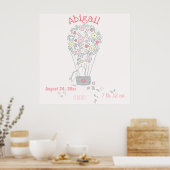 Cute Bunny in Air Balloon Birth Stats Nursery Art Poster (Keuken)
