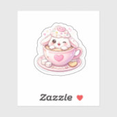 Cute Bunny in Coffee Cup Kawaii Sticker (Vel)