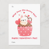 Cute Bunny in Cupcake Custom Kinder Valentijnsdag Feestdagenkaart (Voorkant)