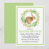 Cute Bunny in Floral Wreath Easter Brunch Kaart (Voorkant / Achterkant)
