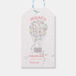 Cute Bunny in luchtballon - Babydouche bedankt Cadeaulabel