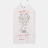Cute Bunny in luchtballon - Babydouche bedankt Cadeaulabel (Achterkant)