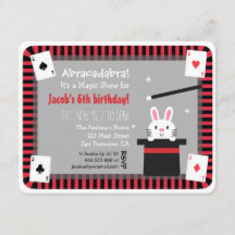 Cute Bunny in Magic Pet Birthday Party Invitations