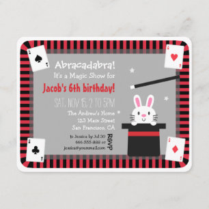 Cute Bunny in Magic Pet Birthday Party Invitations Kaart