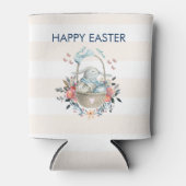 Cute Bunny in mandje en Florals Happy Pasen Blikjeskoeler (Voorkant)