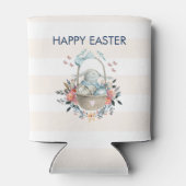 Cute Bunny in mandje en Florals Happy Pasen Blikjeskoeler (Achterkant)