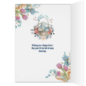 Cute Bunny in mandje en Tulip Florals Happy Pasen (Binnen (Links))