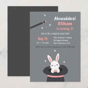 Cute Bunny in Pet Kinder Magic Thmed Birthday Part Kaart