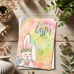 Cute Bunny Inspiratie Pastel Gelukkig Pasen Kaart