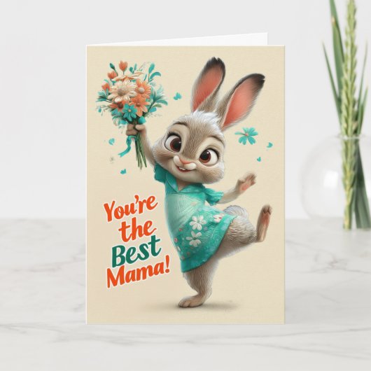 Cute Bunny Je Bent de Beste Mama Kaart (Voorkant)