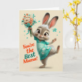 Cute Bunny Je Bent de Beste Mama Kaart (Gele Bloem)
