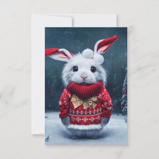 Cute Bunny-kerstkaart Bedankkaart (Voorkant)