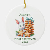 Cute Bunny Kerstmis Keramisch Ornament (Voorkant)