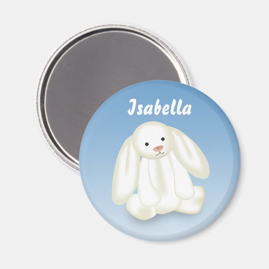 Cute Bunny Kinder Name Monogram Magneet (Voorkant / Achterkant)