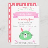 Cute Bunny | Kinderdagfeest Kaart (Voorkant / Achterkant)