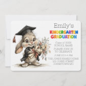 Cute Bunny Kindergarten Graduation Invitation Kaart (Voorkant)