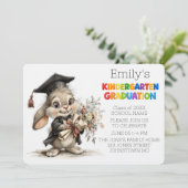 Cute Bunny Kindergarten Graduation Invitation Kaart (Staand voorkant)