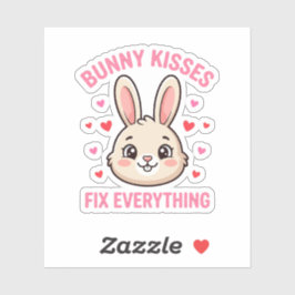 Cute Bunny Kisses Fix Everything Rabbit Lover Sticker