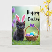 Cute Bunny Kitty Pasenkaart Kaart (Gele Bloem)