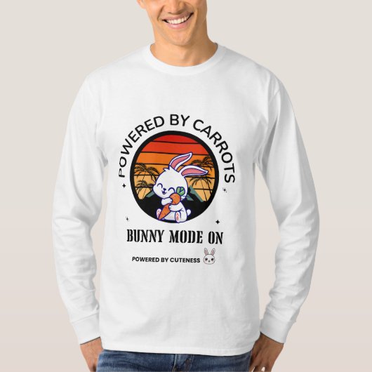 Cute Bunny Knuffel Carrot Retro Zonsondergang T-Sh T-shirt (Voorkant)