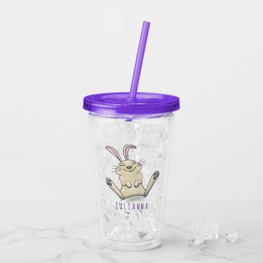 Cute bunny konbit cartoon illustration acryl drinkbeker (Achterkant ijs)
