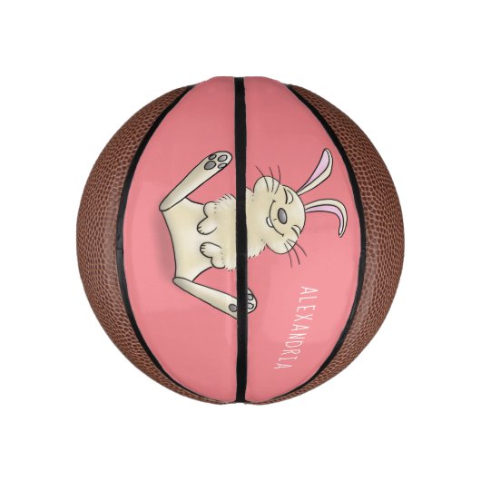 Cute bunny konbit cartoon illustration basketbal (Verticaal)