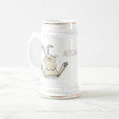 Cute bunny konbit cartoon illustration bierpul (Voorkant links)
