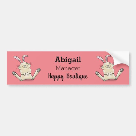 Cute bunny konbit cartoon illustration bumpersticker (Voorkant)