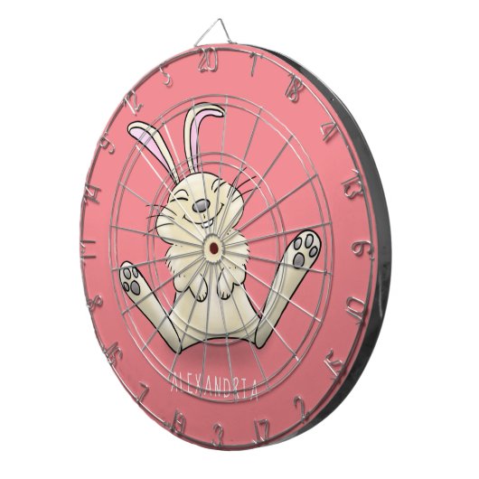 Cute bunny konbit cartoon illustration dartbord (Voorkant Rechts)