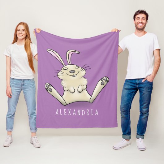 Cute bunny konbit cartoon illustration fleece deken (In situ)