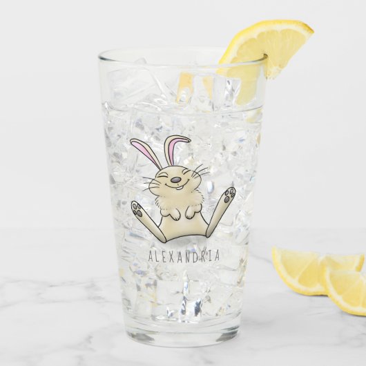 Cute bunny konbit cartoon illustration glas (Achterkant ijs)