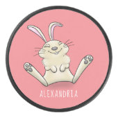 Cute bunny konbit cartoon illustration hockey puck (Voorkant)