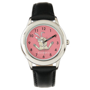 Cute bunny konbit cartoon illustration horloge