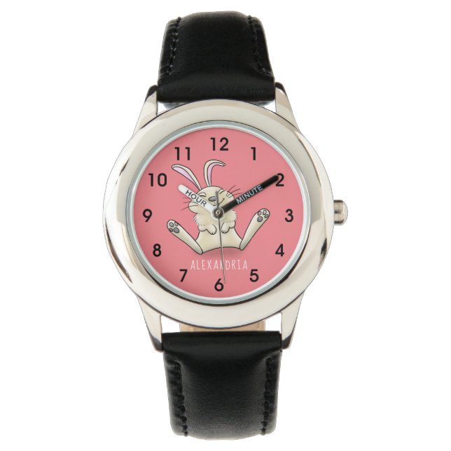 Cute bunny konbit cartoon illustration horloge (Voorkant)