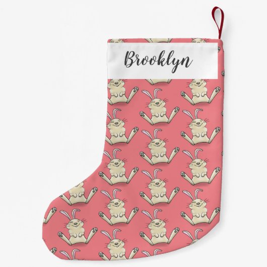 Cute bunny konbit cartoon illustration kleine kerstsok (Achterkant)