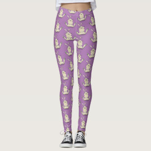 Cute bunny konbit cartoon illustration leggings