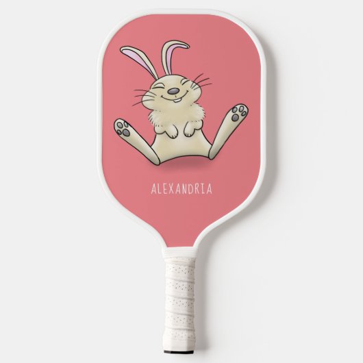 Cute bunny konbit cartoon illustration pickleball paddle (Achterkant)