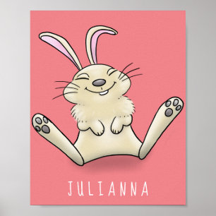 Cute bunny konbit cartoon illustration poster