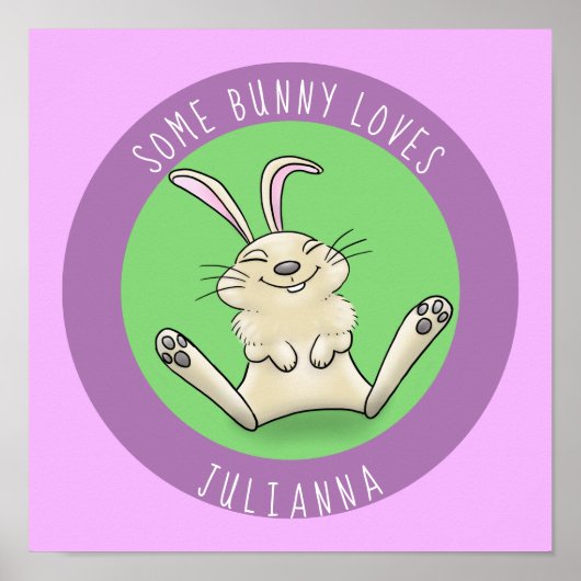 Cute bunny konbit cartoon illustration poster (Voorkant)
