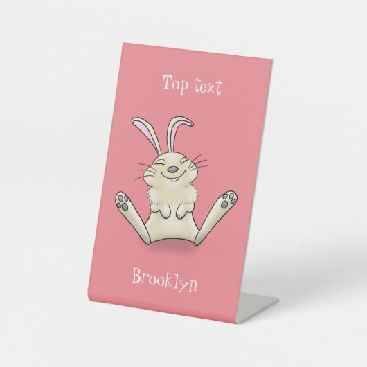 Cute bunny konbit cartoon illustration reclamebord met voetstuk (Voorkant)