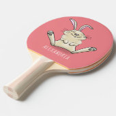 Cute bunny konbit cartoon illustration tafeltennisbatje (Voorkant Gekanteld)