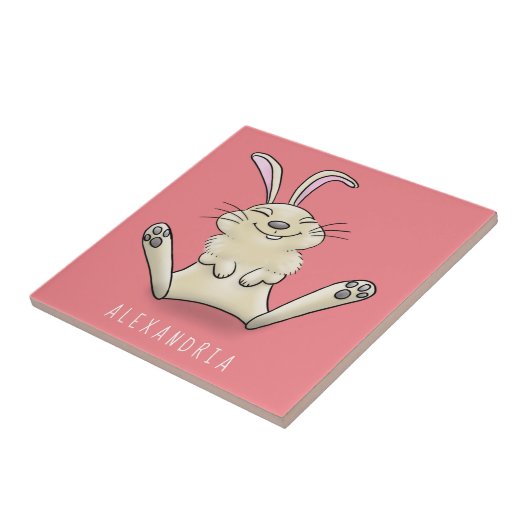 Cute bunny konbit cartoon illustration tegeltje (Zijkant)