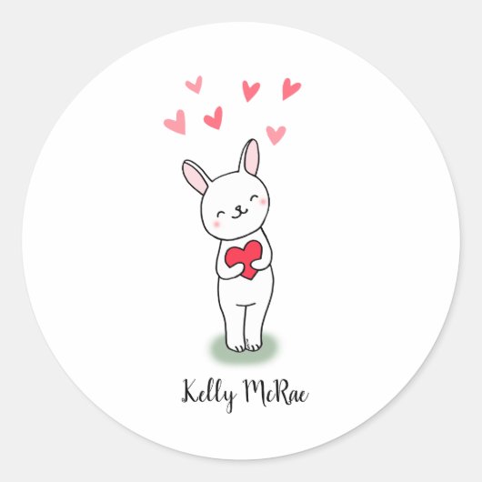 Cute Bunny konbit Favor Gift Mailing Custom Ronde Sticker (Voorkant)